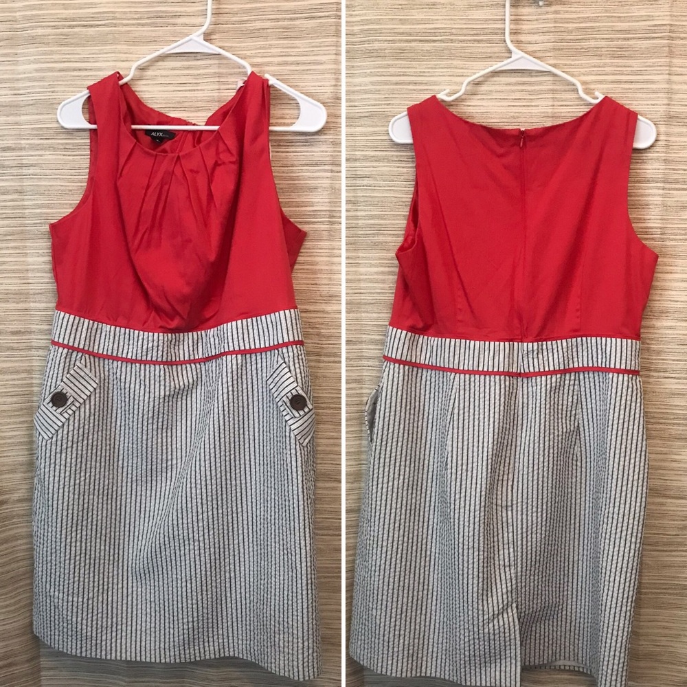 NWOT sleeveless sheath dress w seersucker skirt